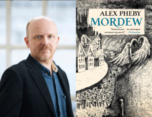Alex Pheby author photo (left) Mordew cover (right)