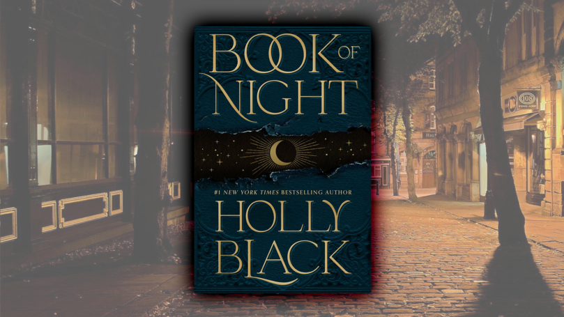 Book of Night Cover on a well-lit nighttime alley background