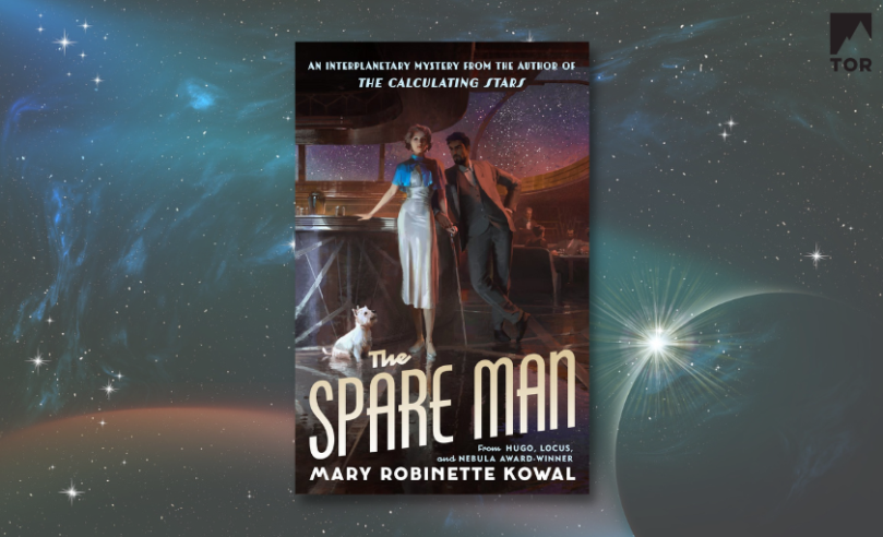 The Spare Man by Mary Robinette Kowal set against a planet / star-studded background
