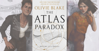 The Atlas Paradox by Olivie Blake in front of Nico and Reina