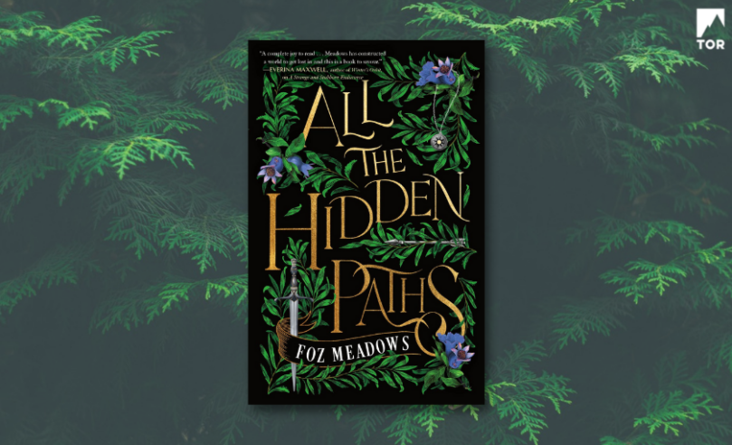 all the hidden paths by foz meadows in front of coniferous branches