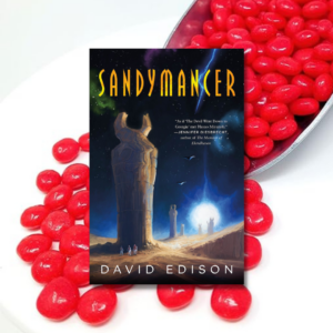 sandymancer by david edison in front of some red hot candies