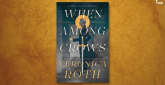 when among crows by veronica roth on a gold background 80A