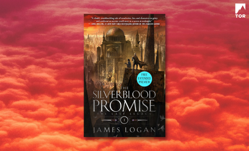 the silverblood promise by james logan in front of red clouds 88A